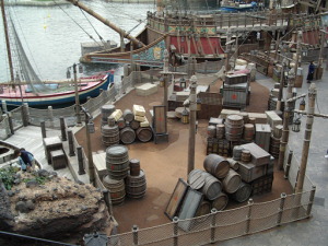 View of docks below from Fortress Explorations - note how detailed this area is -- and it's purely for decoration.