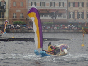 One of the jet skis, decorated to look like a dolphin.